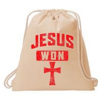 Jesus Won Cross Jesus Christian Faith Religious Drawstring Bag