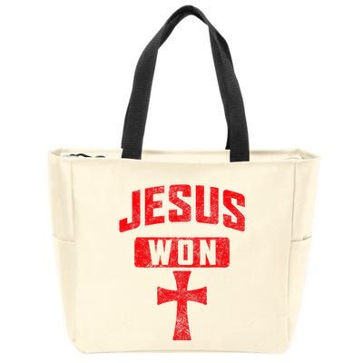 Jesus Won Cross Jesus Christian Faith Religious Zip Tote Bag