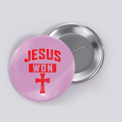 Jesus Won Cross Jesus Christian Faith Religious Button