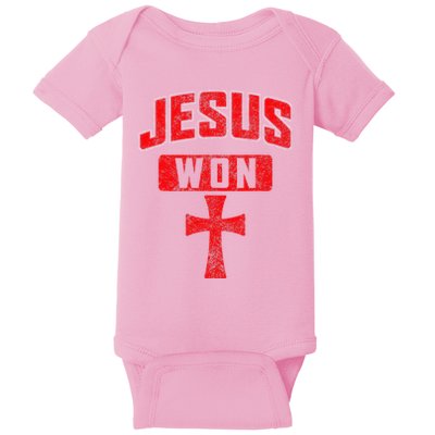 Jesus Won Cross Jesus Christian Faith Religious Baby Bodysuit