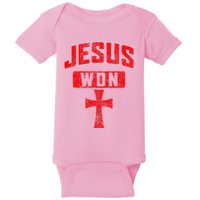Jesus Won Cross Jesus Christian Faith Religious Baby Bodysuit