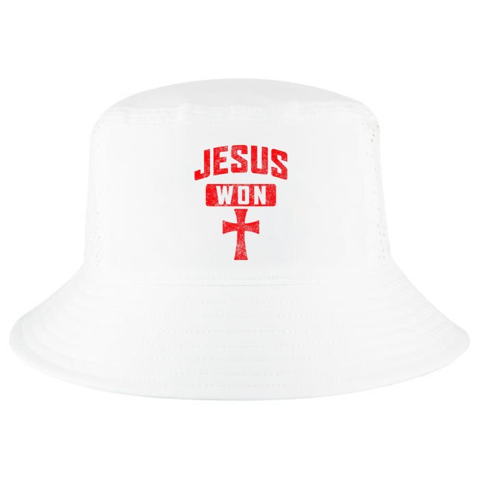 Jesus Won Cross Jesus Christian Faith Religious Cool Comfort Performance Bucket Hat