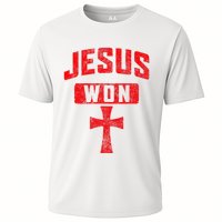 Jesus Won Cross Jesus Christian Faith Religious Cooling Performance Crew T-Shirt