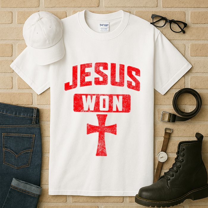 Jesus Won Cross Jesus Christian Faith Religious Tall T-Shirt