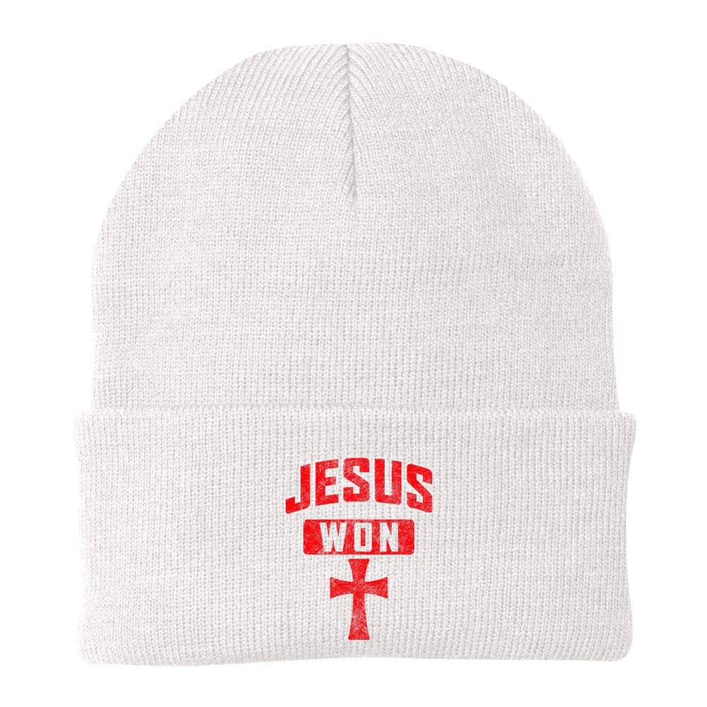 Jesus Won Cross Jesus Christian Faith Religious Beanie
