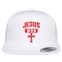 Jesus Won Cross Jesus Christian Faith Religious Flat Bill Trucker Hat