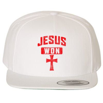 Jesus Won Cross Jesus Christian Faith Religious Wool Snapback Cap