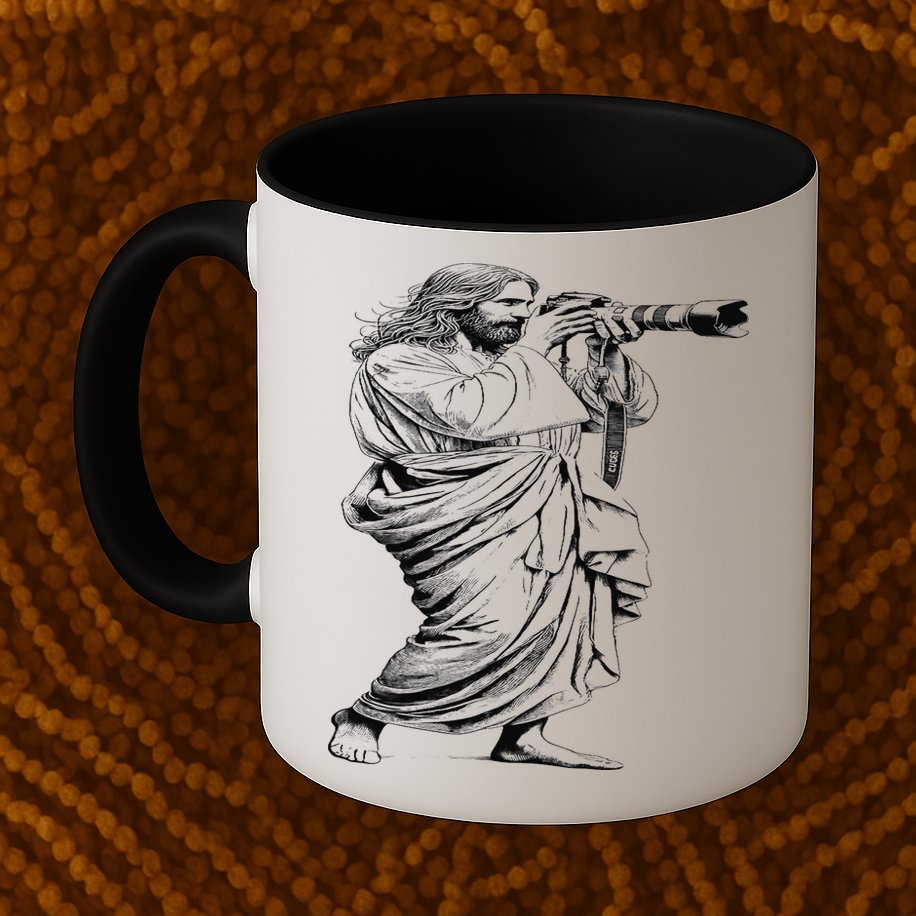 Jesus With Camera Photographer Photography Christian Faith Mug