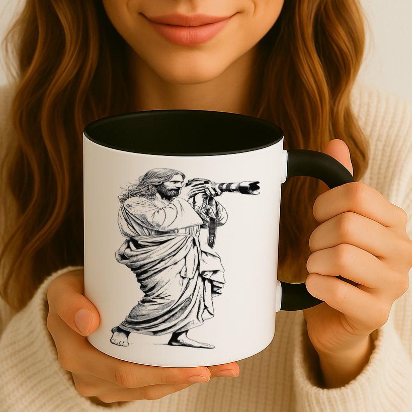 Jesus With Camera Photographer Photography Christian Faith Mug