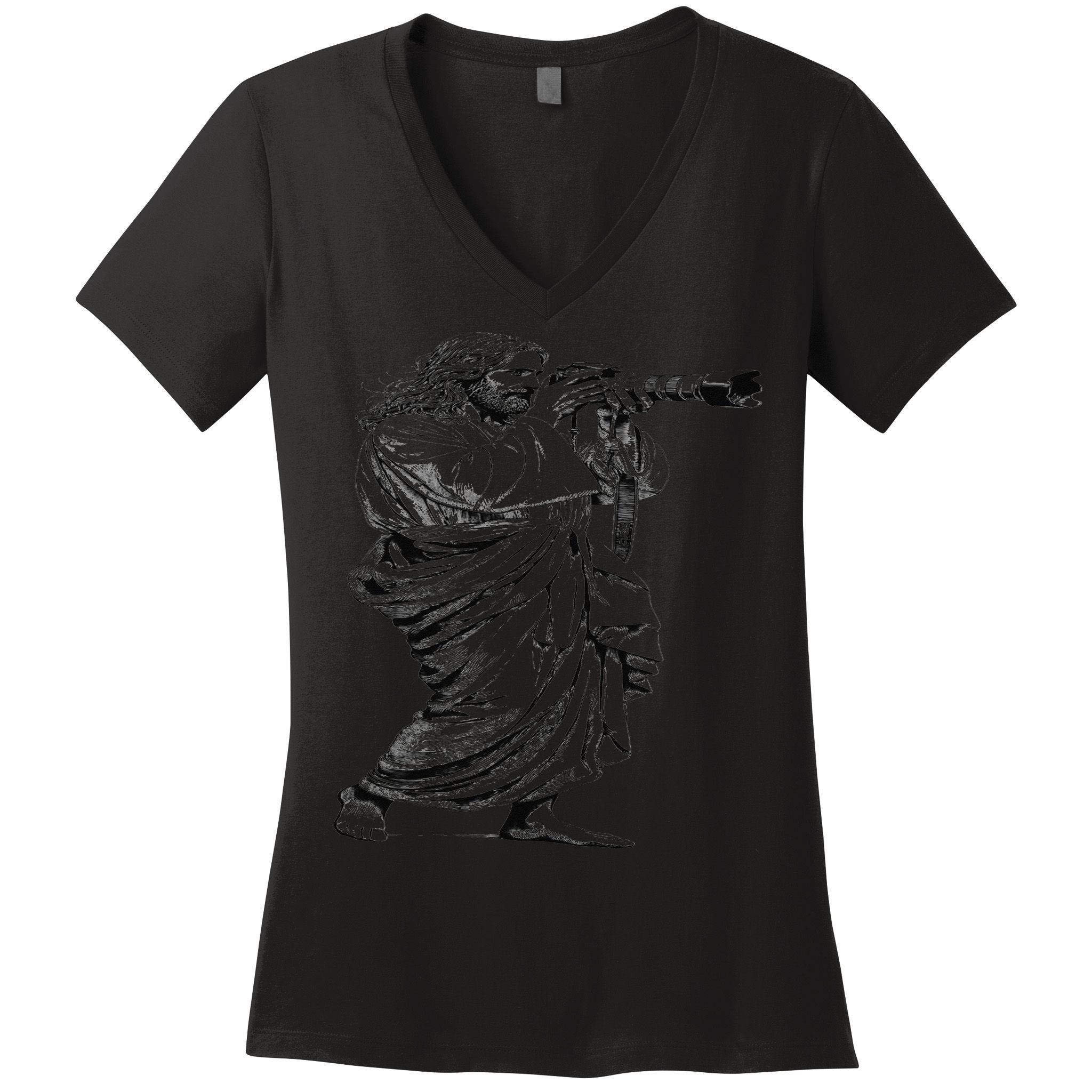 Jesus With Camera Photographer Photography Christian Faith Women's V-Neck T-Shirt