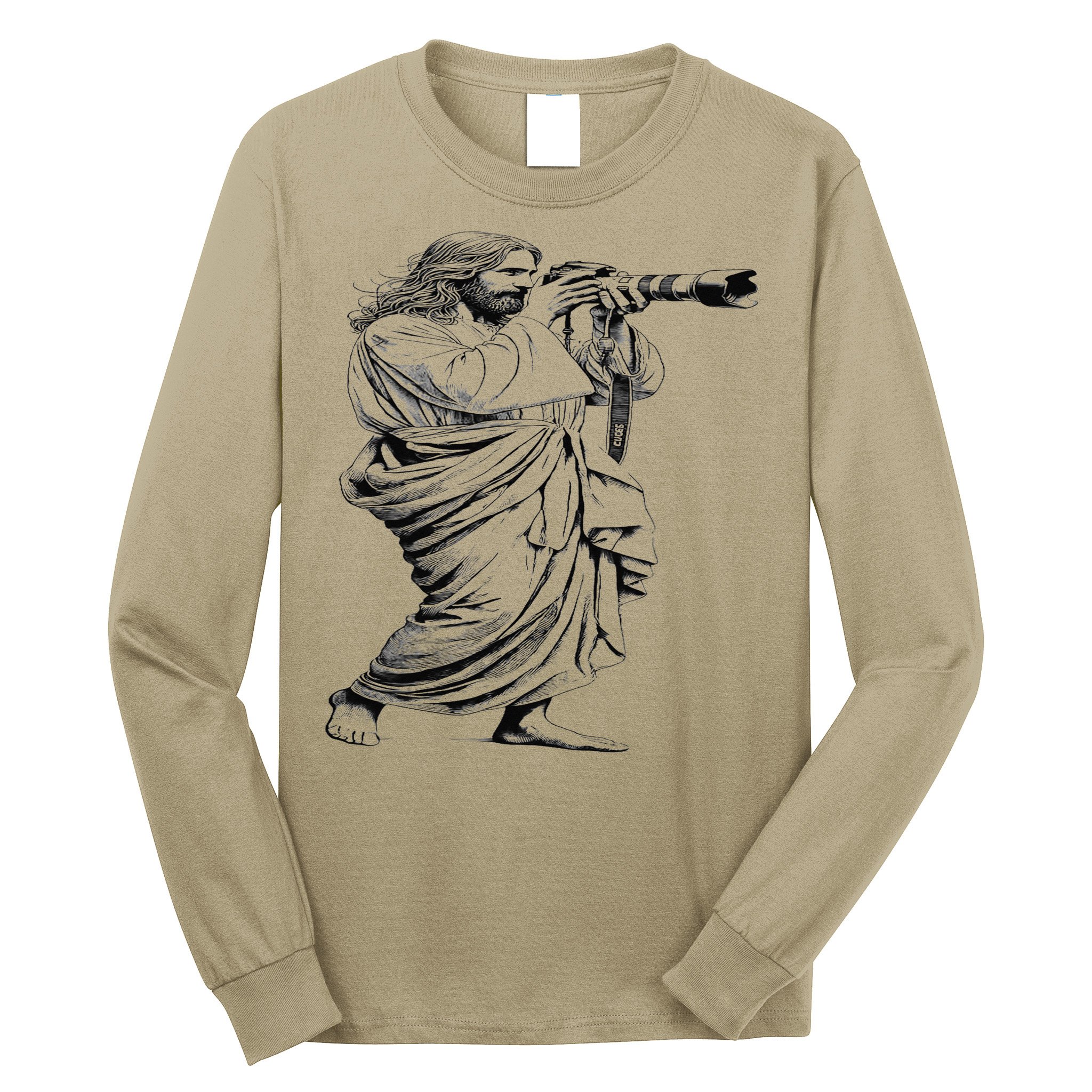 Jesus With Camera Photographer Photography Christian Faith Long Sleeve Shirt