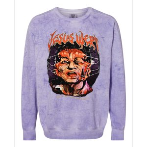 Jesus Wept Creepy Horror Halloween Colorblast Crewneck Sweatshirt