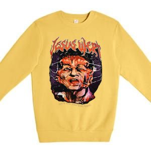 Jesus Wept Creepy Horror Halloween Premium Crewneck Sweatshirt