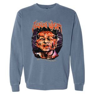 Jesus Wept Creepy Horror Halloween Garment-Dyed Sweatshirt