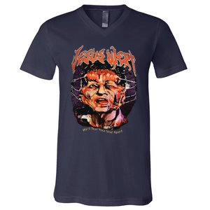 Jesus Wept Creepy Horror Halloween V-Neck T-Shirt