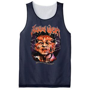 Jesus Wept Creepy Horror Halloween Mesh Reversible Basketball Jersey Tank