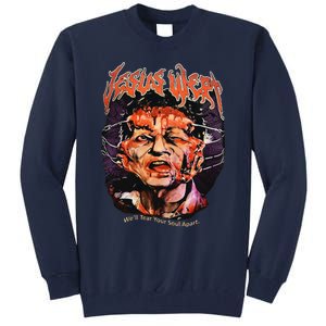 Jesus Wept Creepy Horror Halloween Tall Sweatshirt