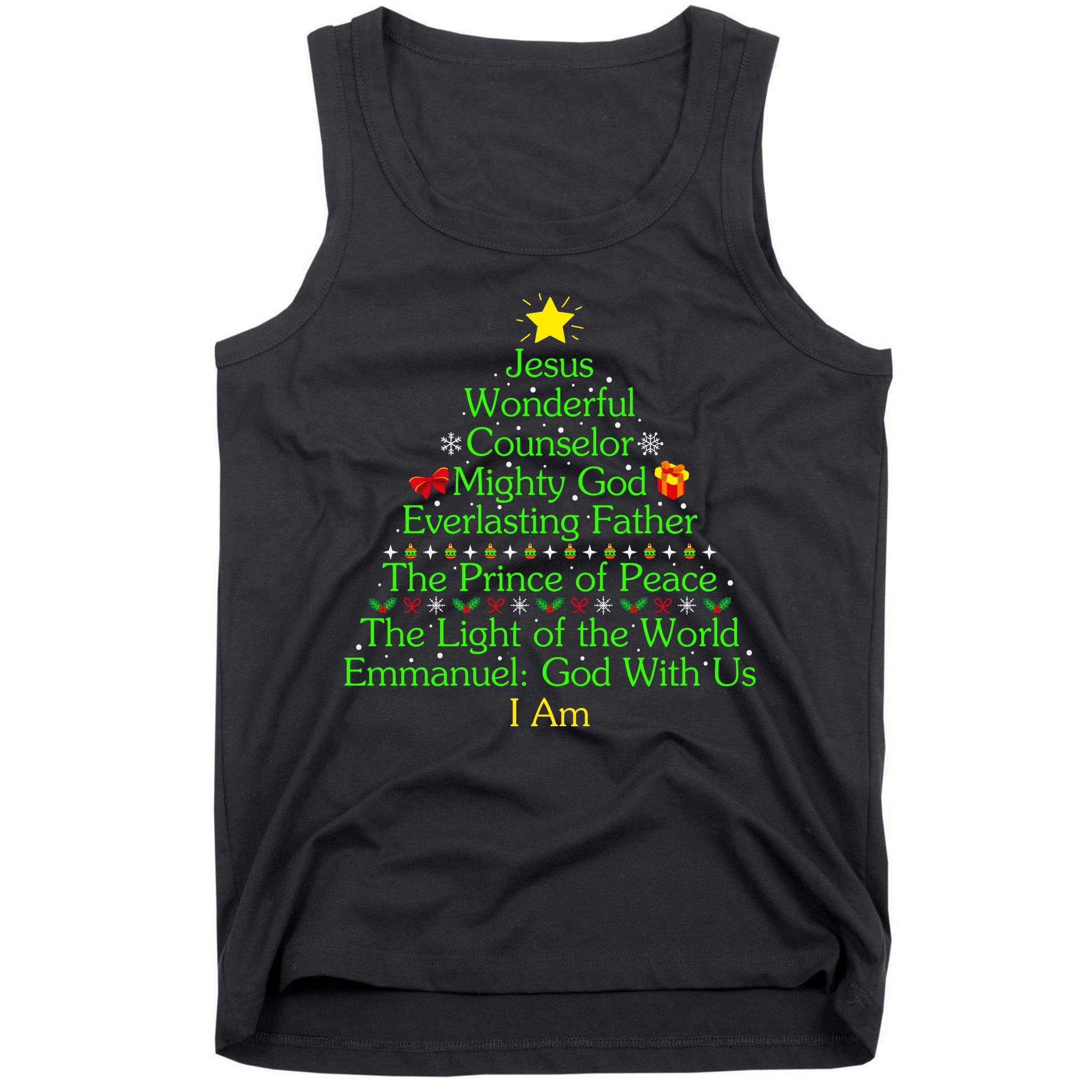 Jesus Wonderful Counselor Bible Verse Jesus Christmas Tree Jesus Star Tank Top