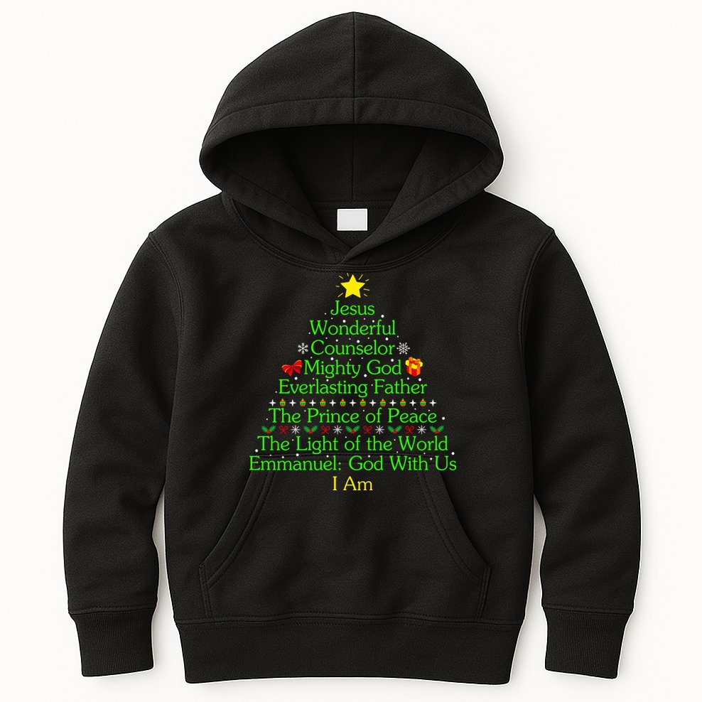 Jesus Wonderful Counselor Bible Verse Jesus Christmas Tree Jesus Star Kids Hoodie