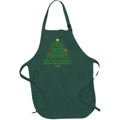 Jesus Wonderful Counselor Bible Verse Jesus Christmas Tree Jesus Star Full-Length Apron With Pockets