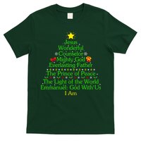 Jesus Wonderful Counselor Bible Verse Jesus Christmas Tree Jesus Star T-Shirt