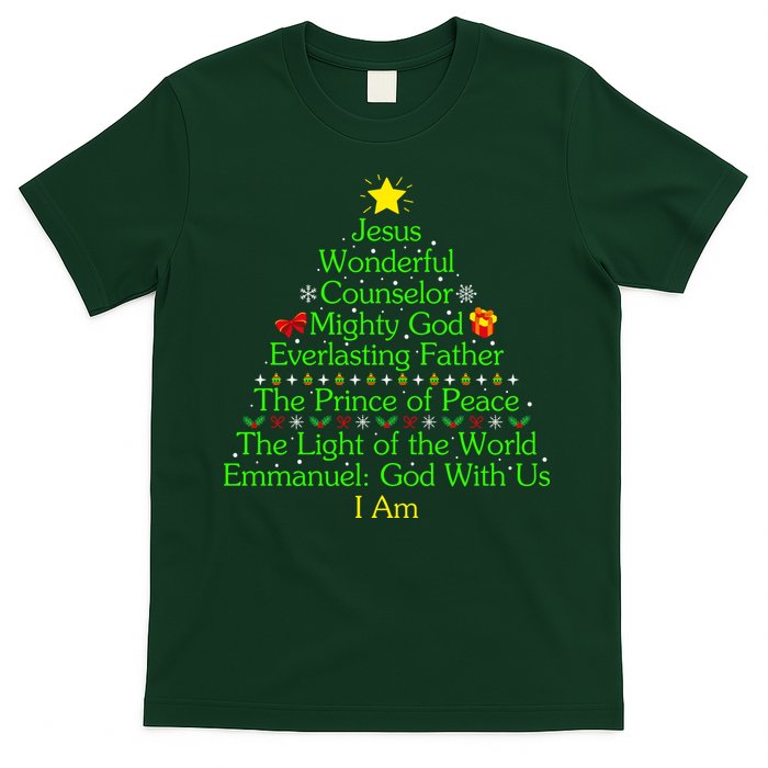 Jesus Wonderful Counselor Bible Verse Jesus Christmas Tree Jesus Star T-Shirt