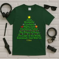Jesus Wonderful Counselor Bible Verse Jesus Christmas Tree Jesus Star T-Shirt