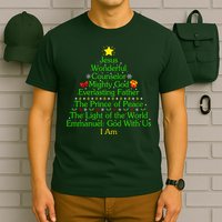 Jesus Wonderful Counselor Bible Verse Jesus Christmas Tree Jesus Star T-Shirt