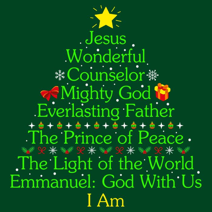 Jesus Wonderful Counselor Bible Verse Jesus Christmas Tree Jesus Star T-Shirt