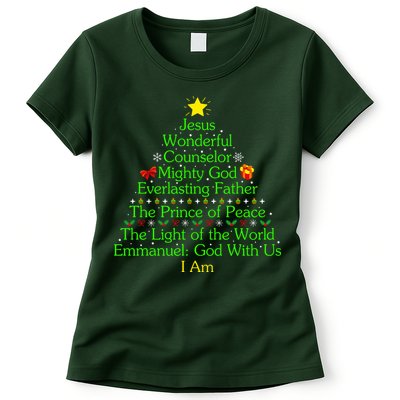 Jesus Wonderful Counselor Bible Verse Jesus Christmas Tree Jesus Star Womens T-Shirt