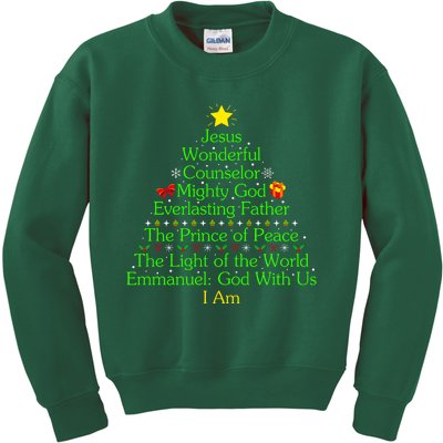 Jesus Wonderful Counselor Bible Verse Jesus Christmas Tree Jesus Star Kids Sweatshirt