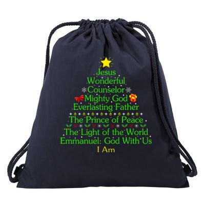 Jesus Wonderful Counselor Bible Verse Jesus Christmas Tree Jesus Star Drawstring Bag