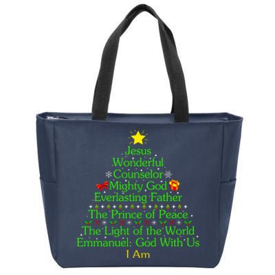 Jesus Wonderful Counselor Bible Verse Jesus Christmas Tree Jesus Star Zip Tote Bag