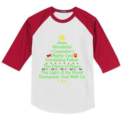 Jesus Wonderful Counselor Bible Verse Jesus Christmas Tree Jesus Star Kids Colorblock Raglan Jersey