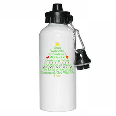 Jesus Wonderful Counselor Bible Verse Jesus Christmas Tree Jesus Star Aluminum Water Bottle