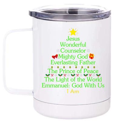 Jesus Wonderful Counselor Bible Verse Jesus Christmas Tree Jesus Star 12 oz Stainless Steel Tumbler Cup