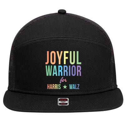 Joyful Warrior For Kamala Harris Tim Walz 2024 7 Panel Mesh Trucker Snapback Hat