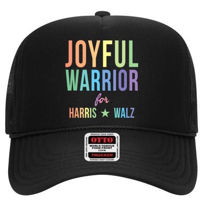 Joyful Warrior For Kamala Harris Tim Walz 2024 High Crown Mesh Back Trucker Hat