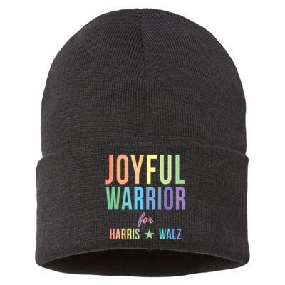 Joyful Warrior For Kamala Harris Tim Walz 2024 Sustainable Knit Beanie