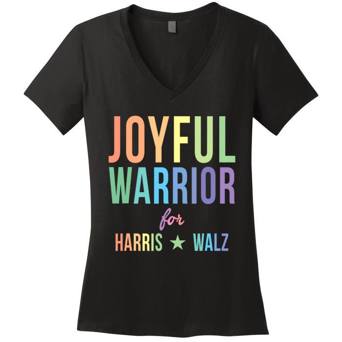 Joyful Warrior For Kamala Harris Tim Walz 2024 Women's V-Neck T-Shirt