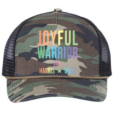 Joyful Warrior For Kamala Harris Tim Walz 2024 Retro Rope Trucker Hat Cap