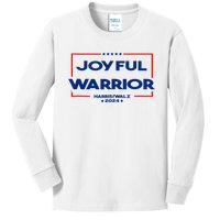 Joyful Warrior For Kamala Harris Tim Walz 2024 Kids Long Sleeve Shirt