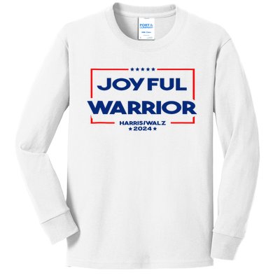 Joyful Warrior For Kamala Harris Tim Walz 2024 Kids Long Sleeve Shirt