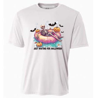 Just Waiting For Halloween Spooky Skeleton Cooling Performance Crew T-Shirt