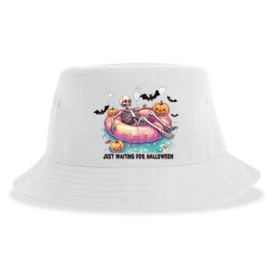 Just Waiting For Halloween Spooky Skeleton Sustainable Bucket Hat