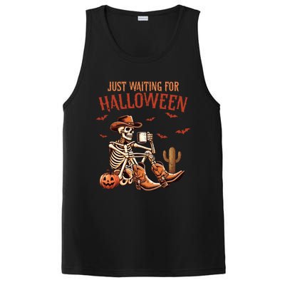 Just Waiting For Halloween Funny Skeleton Western Halloween Gift PosiCharge Competitor Tank