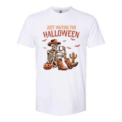 Just Waiting For Halloween Funny Skeleton Western Halloween Gift Softstyle® CVC T-Shirt