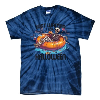 Just Waiting For Halloween Skeleton Funny Tie-Dye T-Shirt