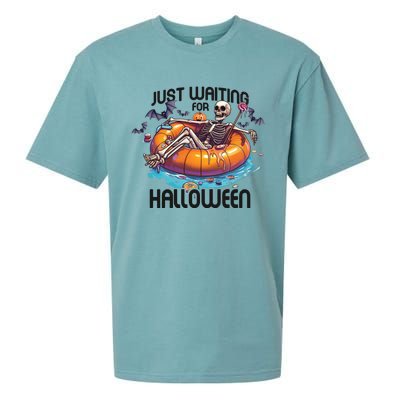 Just Waiting For Halloween Skeleton Funny Sueded Cloud Jersey T-Shirt