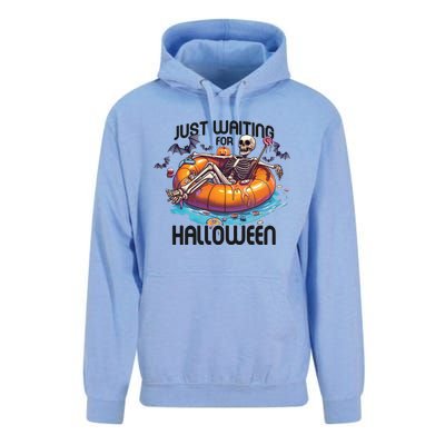 Just Waiting For Halloween Skeleton Funny Unisex Surf Hoodie